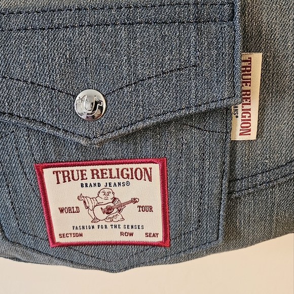 NWT TRUE RELIGION Blue Denim Crossbody Bag - Picture 5 of 8